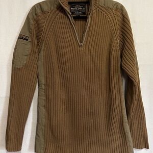 Nautica Tan Ribbed Sweater with Patch Detail